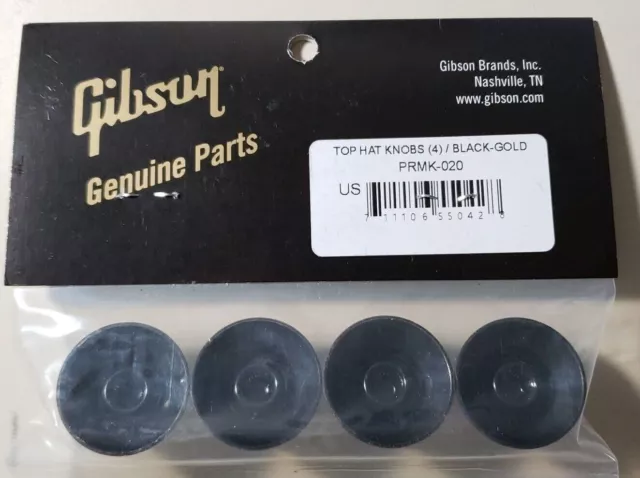 GIBSON Top Hat Knobs Black w/Gold Reflector PRMK-020 Les Paul SG ES Genuine New 3