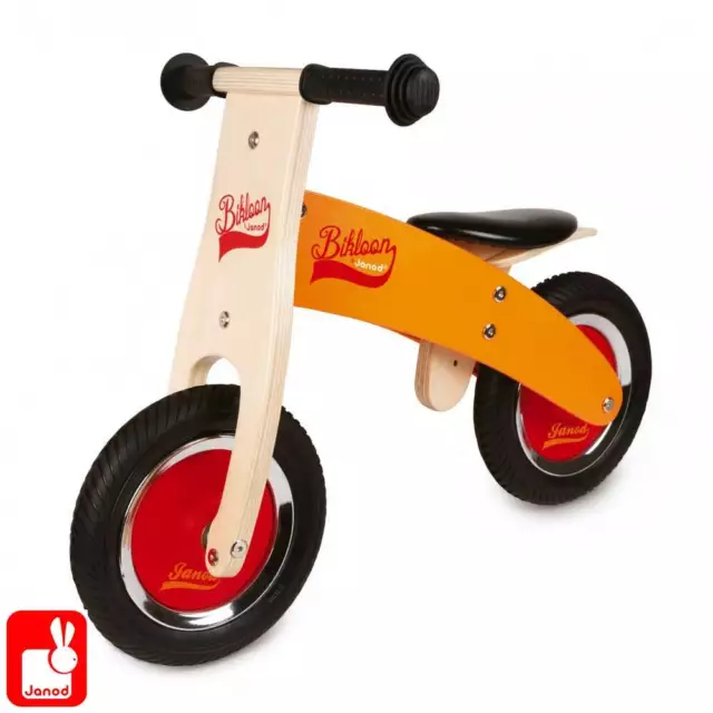 Janod - My First Orange & Red Little Bikloon - Wooden Balance Bike