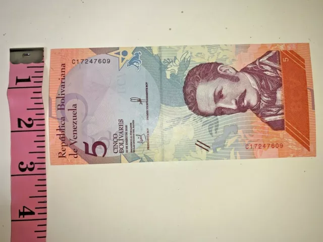 Billet Monnaie De 5 Bolivars Banque Du Vénézuélien Comme Neuf 2