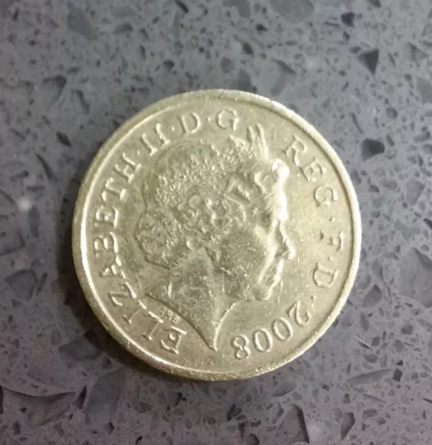 2008 Elizabeth II £1 One Pound Coin. The Royal Arms Reverse