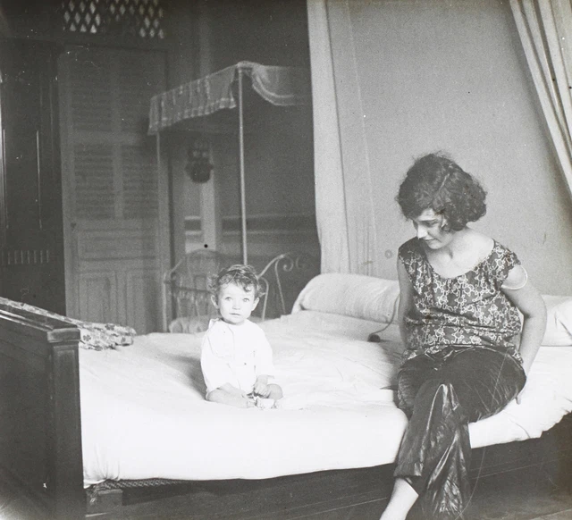 Famille Bébé FRANCE Indochine c1930 Photo Vintage Plaque verre V35L23n10
