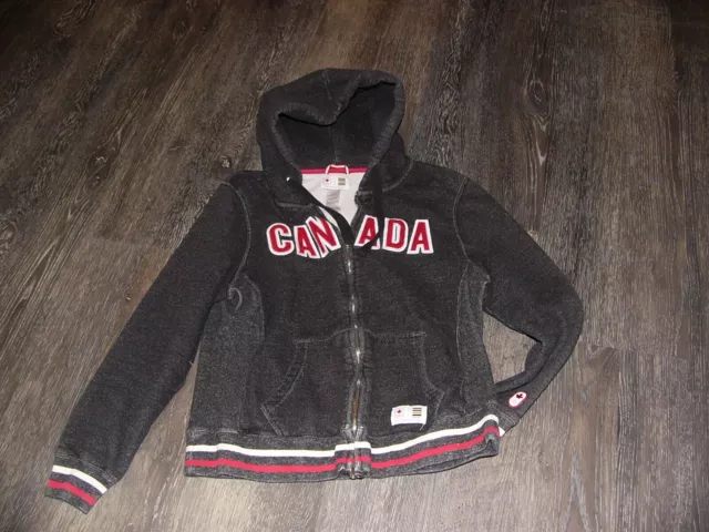 HBC Hudsons Bay Oylmpic Team Canada Black Zip Up Hooded Sweater Womens L Ladies