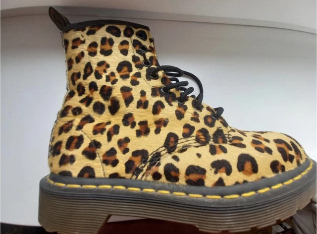 Dr. Martens Leopard Print Pony Hair Fur Lace-Up Boots EU 37 US 6 UK 4