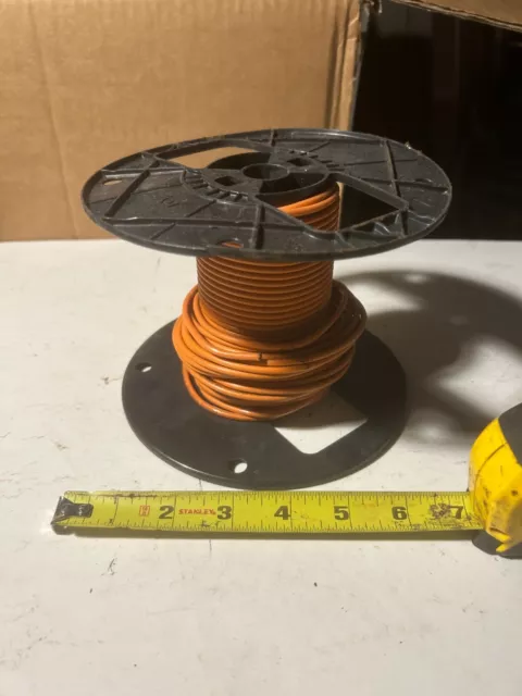 INCOMPLETE spool orange electrical wire cable -plastic spool holder broken off