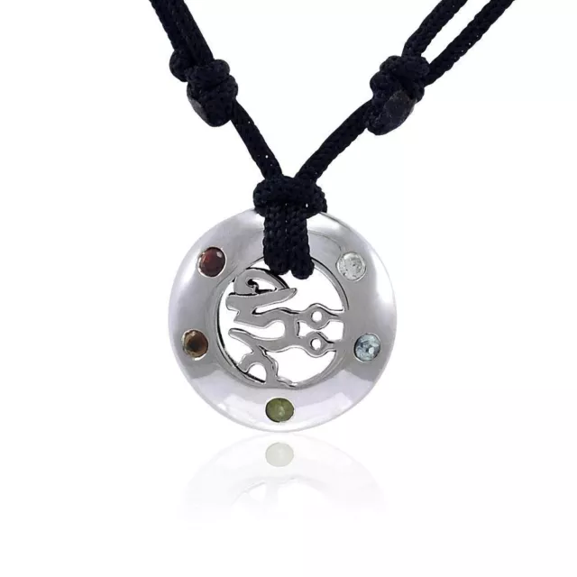 Mantra Om Mani Padme Hum Argent Sterling Pendentif Collier Peter Stone Bouddha