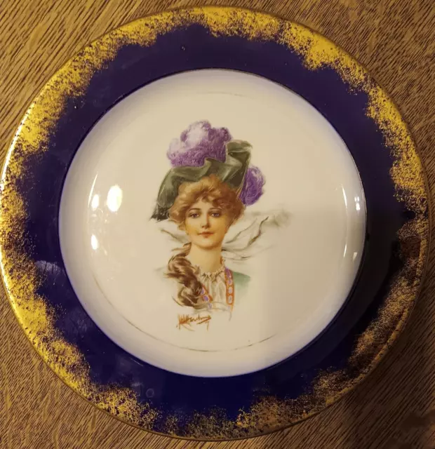 Antique Onondaga Pottery Co. Syracuse China Gibson Girl Cabinet Plate Air Brush