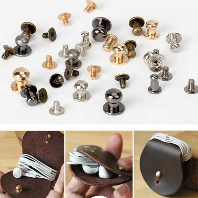 10 Set Brass Double Cap Screw Rivets Leather Craft Decorative Hardware Supplies