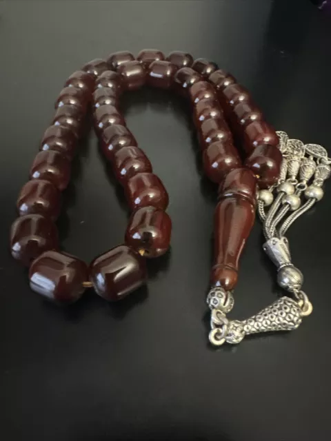 Natural amber islamic prayer beads misbaha tasbih faturan rosary tesbih bakelite