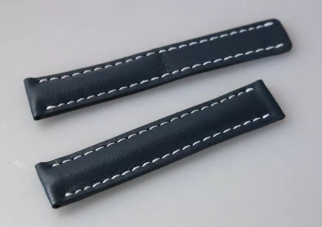Bracelet CUIR MARINE 20 / 18mm NEUF pour boucle déployante BREITLING CHRONOMAT