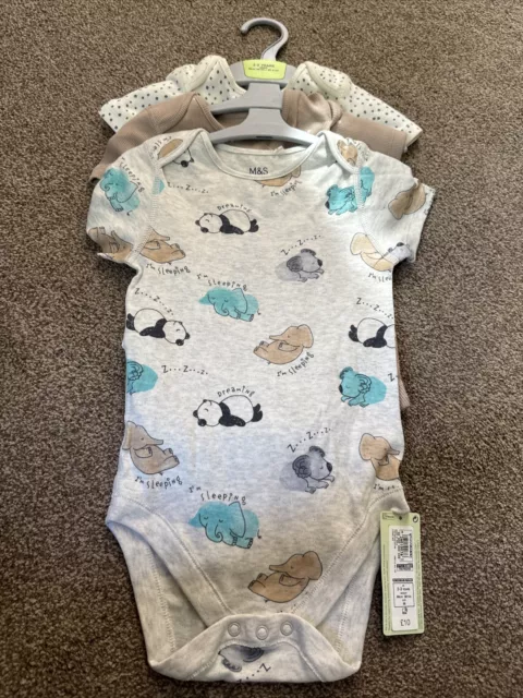 M&S Marks And Spencer Bodysuit Vests 2-3 Years Elephant Koala