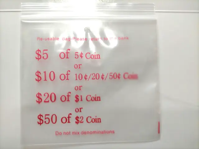 200 pcs x Coin Bag Money Bags Plastic Ziplock Resealable