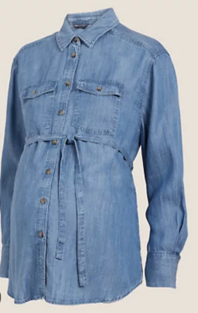 Marks and Spencer Maternity Pure Tencel™ Denim Relaxed Shirt BNWT Size 18