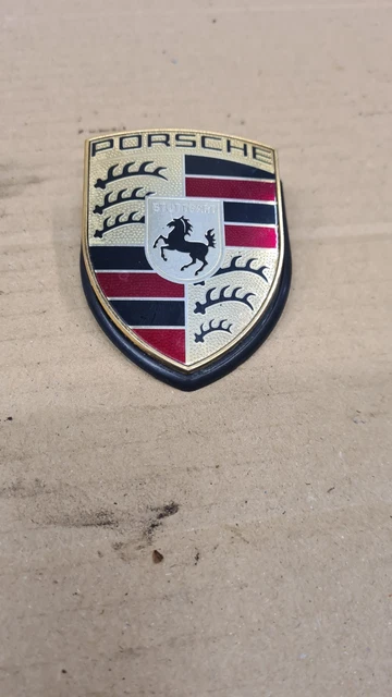 Matte Black Hood Crest Emblem – Fits Porsche 911 996 997 930 Cayenne Boxster Cayman, OEM Metal