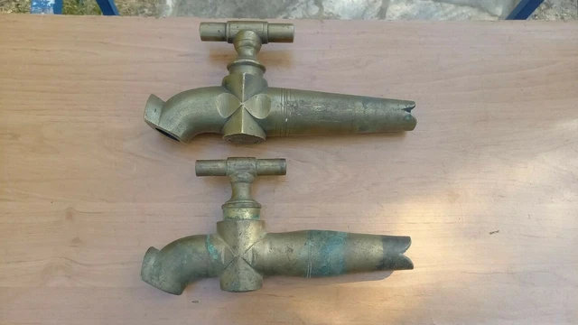 ANCIEN GROS ROBINET Double De Baignoire En Bronze Chromé Art Déco Froid Chaud EUR 35,00