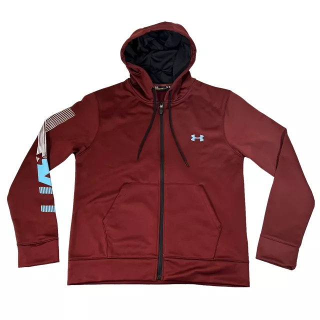 Under Armour Cold Gear Womens Size Large Full Zip Hoodie Jacket Warm Up Maroon