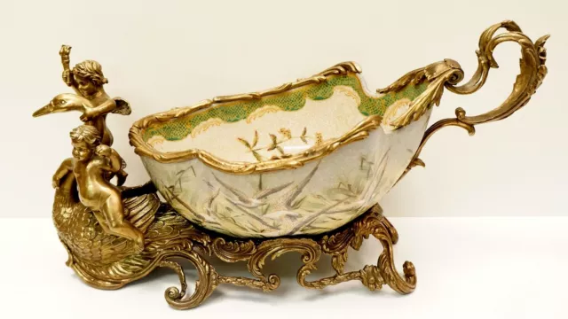 Central Flor Art Deco Estilo Art Nouveau Estilo Porcelana Bronce