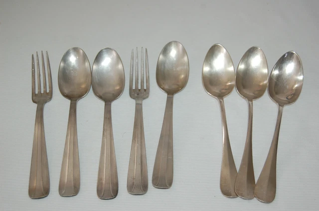 Ancien lot couverts 3 fourchettes 3 cuillères métal argenté