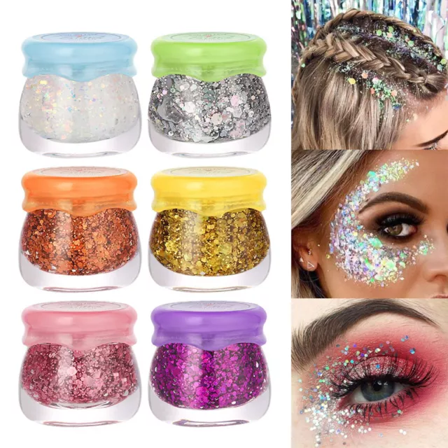 Chunky Glitter Gel Face Body Art Paint Eyeshadow Holographic Iridescent Cosmetic