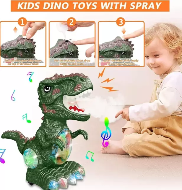 Kids Dinosaur Toys Water Spray Light Sound Electric Dino for Kids Baby Gift Set