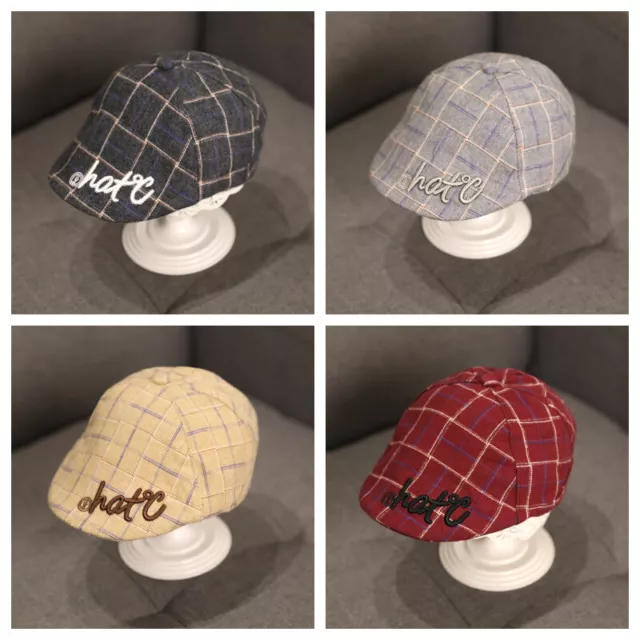 6-24 Mois Bébé Béret Chapeaux Capuchons Carreaux Tartan Enfant Casquette Automne