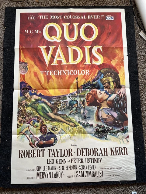 Original QUO VADIS ROBERT TAYLOR DEBORAH KERR ROMAN EPIC 1951 27 x 41