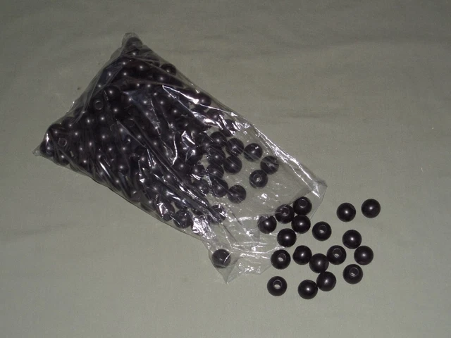 12 oz Vintage 3/4" Round Black Wood Wooden Beads Macrame Craft Lot 1/4" Hole