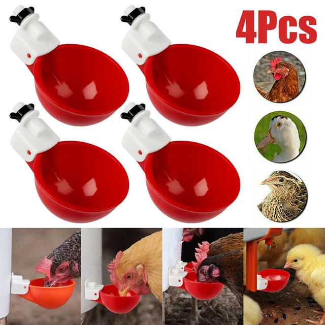 4PCS Automatic Water Cups Poultry Drinker Waterer Chicken Duck Quail Drinking