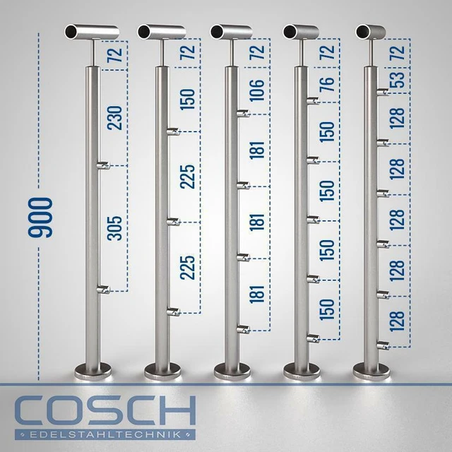 Acero Inox Barandilla Qsh Placa Portadora Treppenpfosten Aufmontage V2A Postes