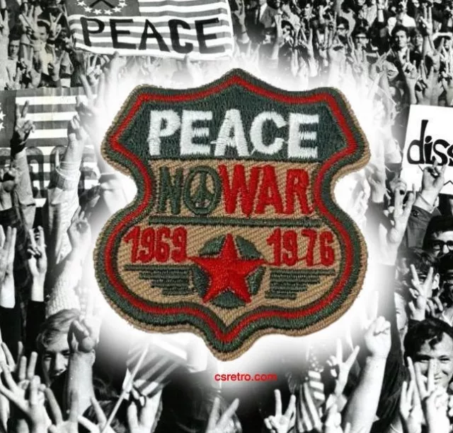 Peace No War 1969 1976 Vietnam Hippie Badge Vintage Retro Style Iron on Patch