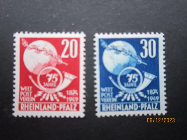 Französische Zone - Rheinland/ Pfalz - 1949 - Weltpostverein - MiNr 51 / 52