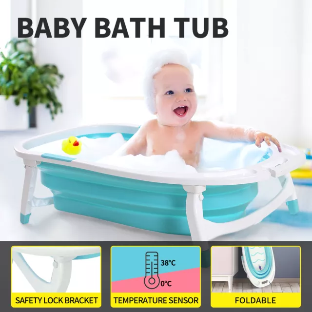 Baby Bath Tub Infant Toddlers Foldable Bathtub Safety Bathing Shower Green