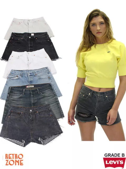 Levis Denim Shorts Women's Vintage High Waisted Hotpants Grade B 6 8 10 12 14 16