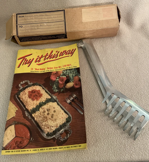 Vtg KEYSTONE MACARONI CO SAN GIORGIO Recipe Advertising Giveaway Pasta Tongs