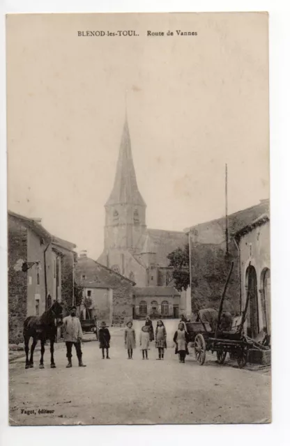 BLENOD LES TOUL Meurthe et moselle CPA 54 enfants route de vannes eglise cheval
