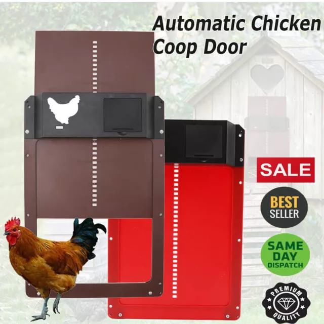 Automatic Chicken Coop Door Waterproof Light Sensor Poultry Gate Hen House NEW