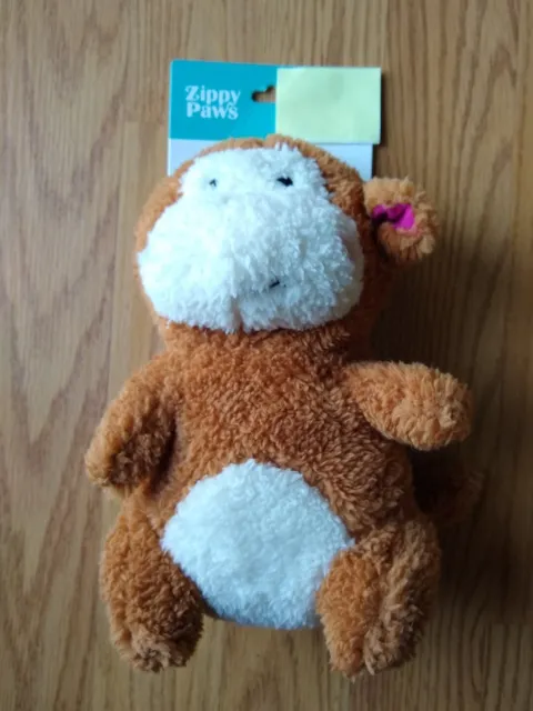 Zippy Paws Plush Cheeky Chumz Monkey Pet Dog Toy Brown 9" Squeaks NEW