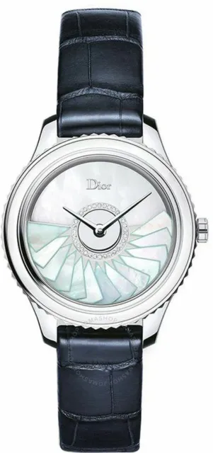 New Christian Dior White Mother Of Pearl Automatic Women's Dress Watch On Sale