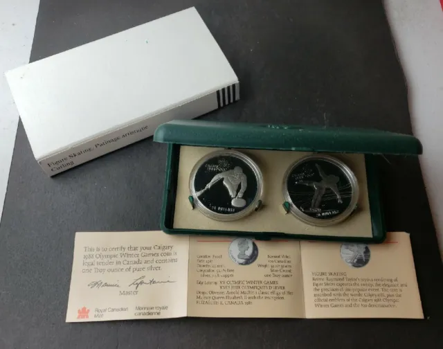 Two 1987 Canada Proof $20 Sterling Silver Olympic Coins