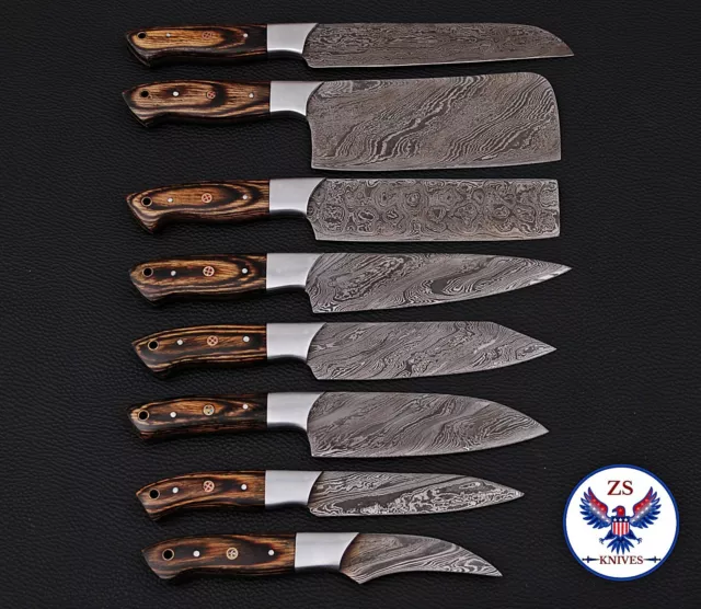 Custom Handmade Forged Damascus Steel Chef Knife Set Kitchen Knives Set - Zs 46