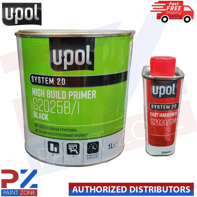 Upol High Build Primer S2025B/1 Schwarz 1L - Mit Schnellhärter S2030/Sm 1,25L Kit