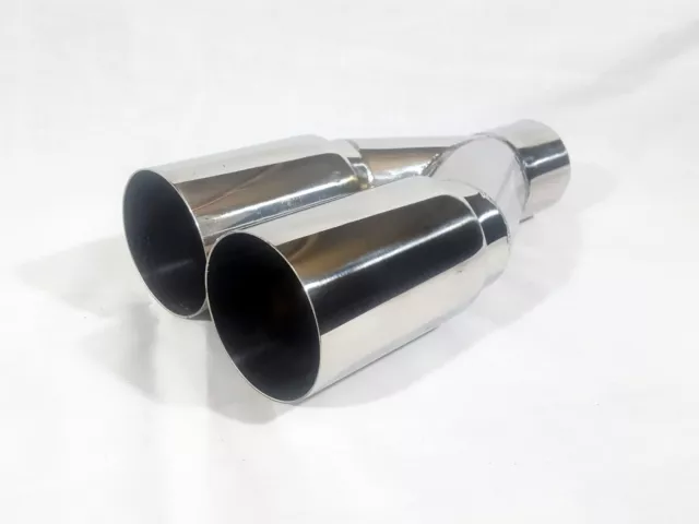 3" Twin Straight Cut Tailpipe Tip Euro Look Stainless Steel Exhaust System 2