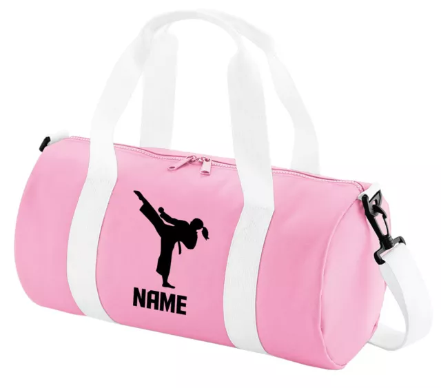 Personalised Karate Barrel Bag Girls Martial Arts Kick Boxing Sports Gym Gift 3