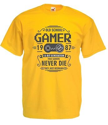 T-shirt Maglietta J2296 Old School Gamer 1987 16-Bit Generation True Gamers Neve