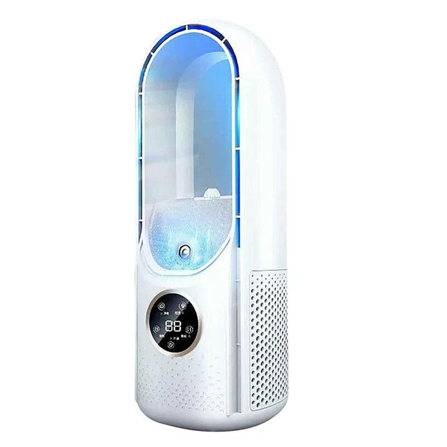 Ventilatore Portatile Senza Pale – Ricarica USB, 3 Velocità, Silenzioso, Sicuro Per Bambini – Per Casa, Ufficio, Viaggi (Colore Blu)