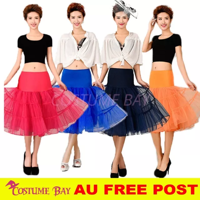 Jupon Vintage 50s Rockabilly – Petticoat Crinoline Blanc/Noir/Bleu/Rose/Rouge – Longueur 50 Cm Pour Robe Swing Mariage Ou Soirée Rétro