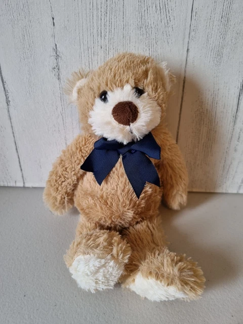 WILKO BERTIE TEDDY Bear Brown Soft Toy Comforter Blue Bow Wilkinsons Approx 9 12.00 PicClick UK