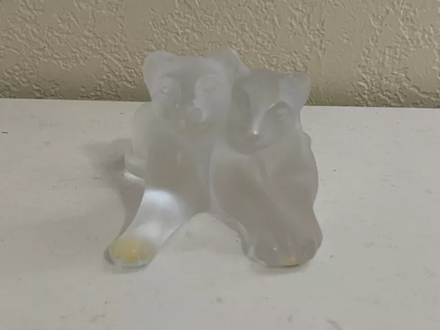 Lalique France Signed Crystal Twambe Lion Cubs Figurine / Sculpture 3