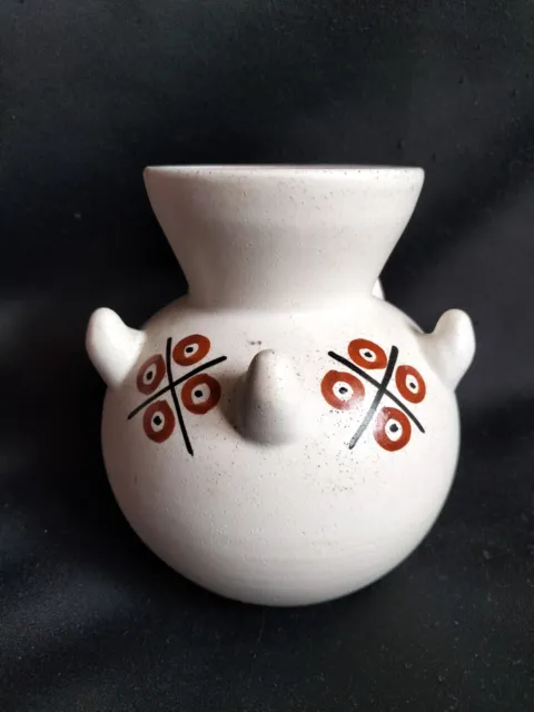 André Baud Vallauris / Vase boule en céramique émaillée rouge moderniste