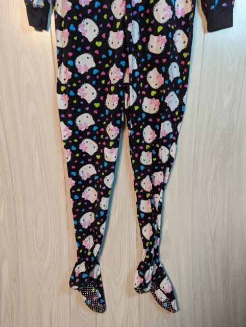 Hello Kitty Footed Adult Pajamas Size 2XL Black Cat Womens Juniors Bow Hoodie 3