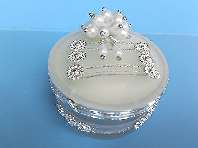 Vintage Looking Jewelry Display Box Case-Round Opaque Silver Embellishments